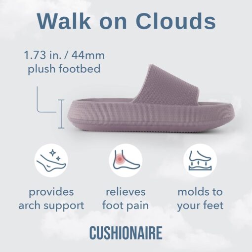 CUSHIONAIRE Feather EVA Slides for Women – Comfortable Slip On Womens Slippers, Indoor Outdoor Shower Shoes, Beach Essential Cloud Slides - Image 3