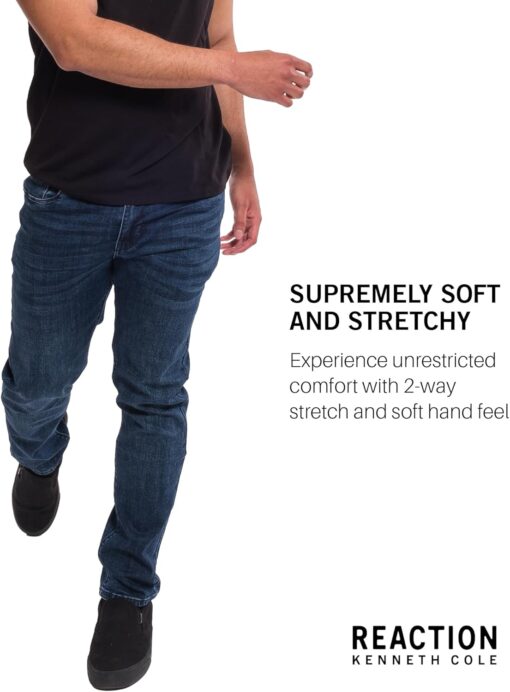 Kenneth Cole REACTION Slim Fit Jeans for Men, 2-Way Stretch Jeans Slim Fit 5-Pocket, Stretch Denim Pants for Men - Image 3