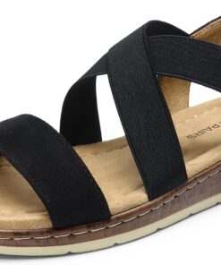 DREAM PAIRS Women's Summer Dressy Low Wedge Heels Comfortable Slip on Casual Flat Sandals for Walking Vacation