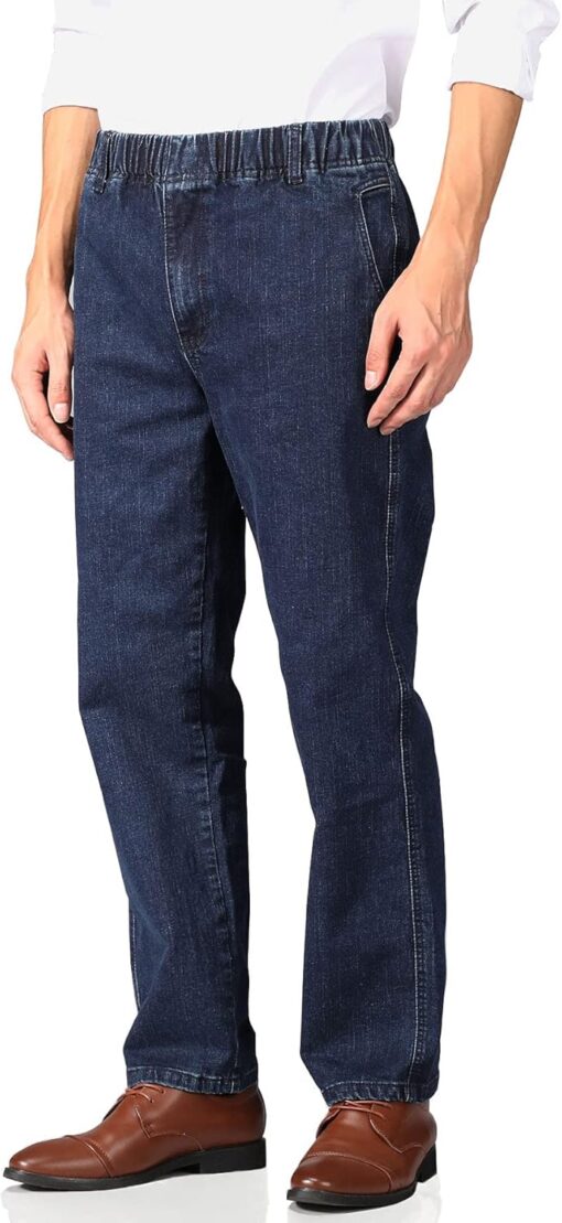 Soojun Mens Casual Loose Fit Elastic Waist Jeans Denim Pants - Image 3