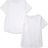 Amazon Essentials Women's Regular-Fit 100% Cotton Short-Sleeve Crewneck T-Shirt (Available in Plus Size), Pack of 2