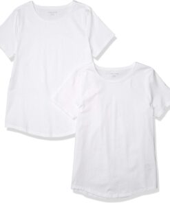 Amazon Essentials Women's Regular-Fit 100% Cotton Short-Sleeve Crewneck T-Shirt (Available in Plus Size), Pack of 2