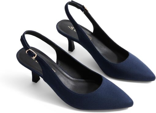 DREAM PAIRS Women's Kitten Heels Slingback Closed Pointed Toe Low Pumps Shoes Women Party Wedding Sexy Casual Dress Shoes - Image 4