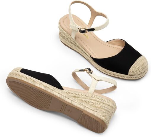 DREAM PAIRS Women's Wedge Sandals, Closed Toe Espadrilles Platform Wedge Heels with Adjustable Ankle Straps and Comfortable Cushion Insoles - Image 4