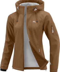 G Gradual Women's Fleece Lined Softshell Jacket Windproof Warm Light Waterproof Hooded Jacket for Women Winter/Fall/Spring