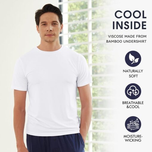 BAMBOO COOL Men's Undershirts Moisture-Wicking Crewneck T Shirts, Breathable Stretch Soft Tees for Men, 3 or 6 Pack - Image 4
