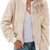MIROL Women's Sherpa Fleece Jacket Faux Fuzzy Long Sleeve Casual Zip Up Bomber Coat