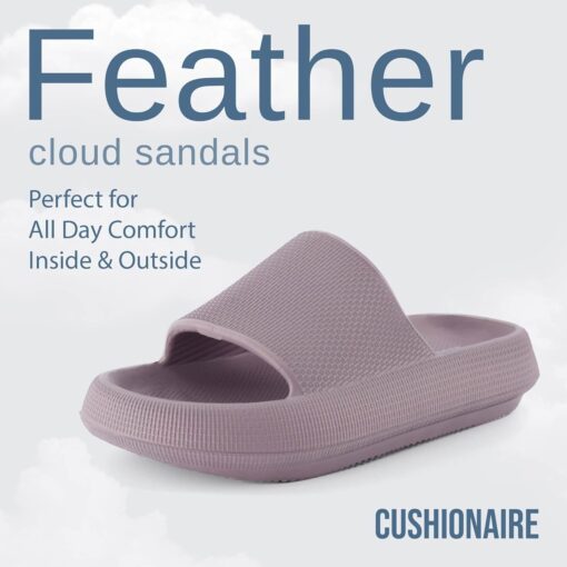 CUSHIONAIRE Feather EVA Slides for Women – Comfortable Slip On Womens Slippers, Indoor Outdoor Shower Shoes, Beach Essential Cloud Slides - Image 2