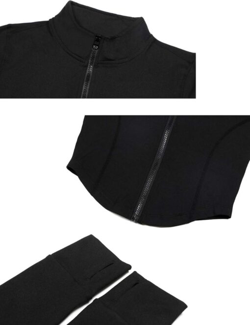Lviefent Womens Lightweight Full Zip Running Track Jacket Workout Slim Fit Yoga Sportwear with Thumb Holes - Image 3