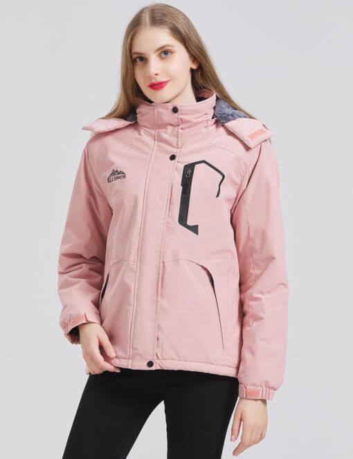 ELLSWOS Womens Winter Coats Waterproof Ski Jacket Warm Snow Jackets Windproof Windbreaker Hooded Raincoat - Image 5