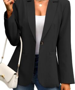 ELLEVEN Women's Blazer Business Casual Lightweight Suit - Long Sleeve Slim Fit Work Office Jacket with Pockets