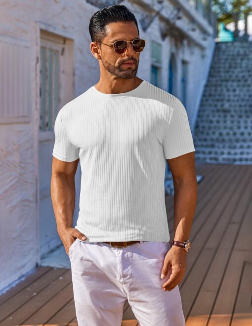 COOFANDY Mens T-Shirts Short Sleeve Plain Tshirts Casual Crew Neck Basic T Shirt Soft Cooling Fitted Stretch Tee Shirts - Image 3