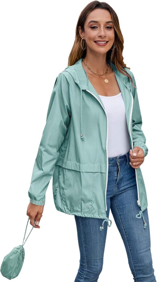 Hount Women's Lightweight Hooded Raincoat Waterproof Packable Active Outdoor Rain Jacket (S-3XL) - Image 3
