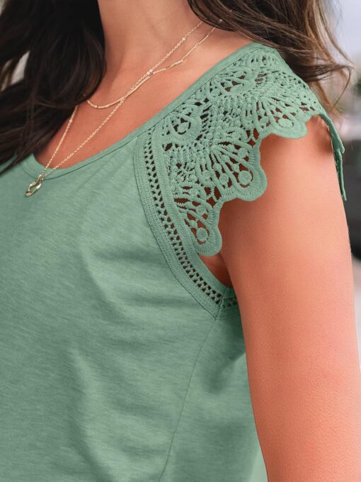 AUTOMET Womens Tops Casual Dressy Lace Summer Tee 2025 Cap Sleeve T Shirts Cute Basic Trendy Fashion Spring Outfits - Image 5