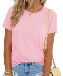 YUCOLEN Women's Cotton Short Sleeve Shirts UPF 50+ Soft Breathable Crew Neck T-Shirts Basic Tops