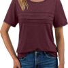 AUTOMET Women's Summer Short Sleeve Shirts Trendy T-Shirts Dressy Casual Blouses 2025 Crew Neck Tunic Beach Fashion Tops