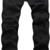 OIIIO Men's Ripped Slim Fit Straight Leg Jean Denim Pant