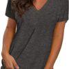 Sipaya Womens T Shirts Basic V Neck Tee Loose Fitting Casual Short Sleeve Tops