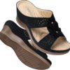 TEMOFON Womens Wedge Sandals Leather: Dressy Sandal, Rubber Sole, Comfortable Walking, Casual Slip on Summer Shoes, Size 5-11