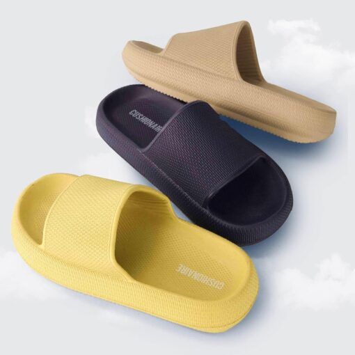 CUSHIONAIRE Feather EVA Slides for Women – Comfortable Slip On Womens Slippers, Indoor Outdoor Shower Shoes, Beach Essential Cloud Slides - Image 5