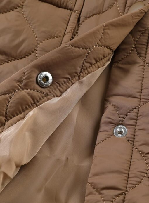 EVALESS Quilted Jackets for Women Lightweight Long Sleeve Button Down Puffer Jacket Warm Winter Coat Outerwear with Pockets - Image 9