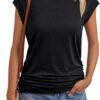 AUTOMET Womens Casual Summer Tops Dressy Cap Sleeve Spring T Shirts Ruched Business Fashion Trendy Clothes Outfits 2025