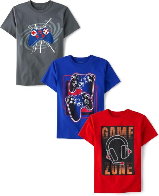 The Children's Place Boys' Gamer Short Sleeve Graphic T-Shirts, Multipack