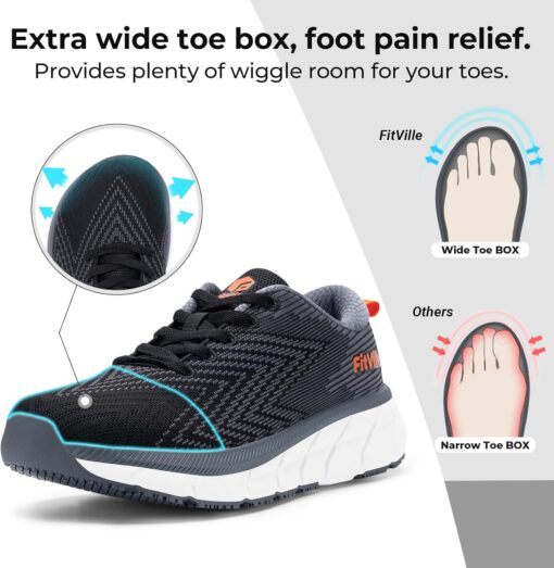 FitVille Wide Walking Shoes for Men Comfortable Lightweight Running Wide Toe Box Shoes for Men Non Slip Cushioned - Image 2