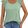 AUTOMET Womens Tops Casual Dressy Lace Summer Tee 2025 Cap Sleeve T Shirts Cute Basic Trendy Fashion Spring Outfits