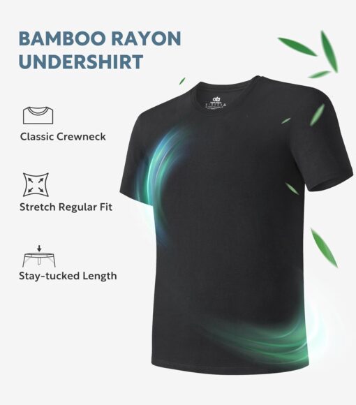 DAVID ARCHY Men's Undershirt Bamboo Rayon Moisture-Wicking Crewneck T-Shirts Stretch Tees for Men, 3 or 5 Pack - Image 4