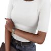 ANRABESS Womens Half Sleeve Crewneck Tops Ribbed Knit Slim Fit Shirts Basic Tee 2025 Spring Summer Dressy Casual T-Shirts