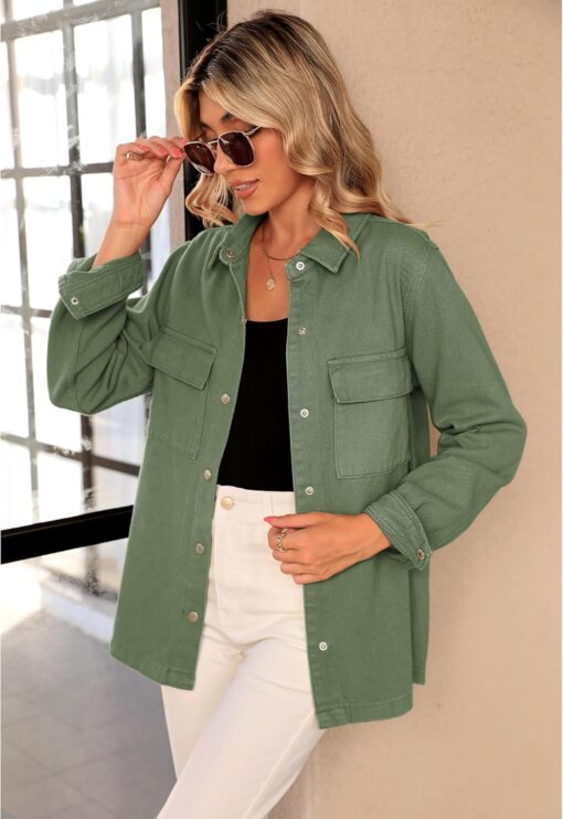 luvamia 2025 Spring Jean Jackets for Women Fashion Oversized Button Down Denim Jacket Western Shacket Jacket with Pockets - Image 7