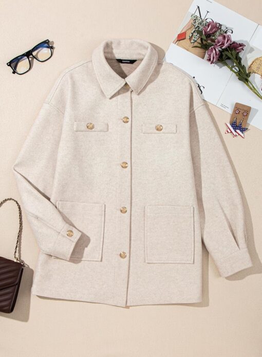 Dokotoo Women's Fall Oversized Long Sleeve Shacket Jackets 2024 Button Down Coats with Pockets - Image 2