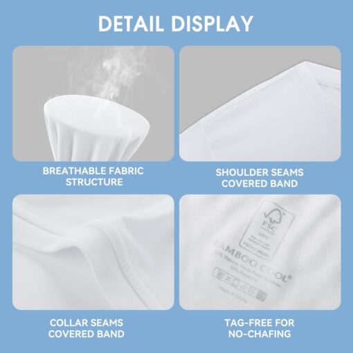 BAMBOO COOL Men's Undershirts Moisture-Wicking Crewneck T Shirts, Breathable Stretch Soft Tees for Men, 3 or 6 Pack - Image 5