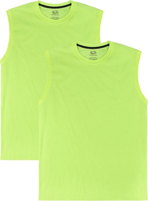 Fruit of the Loom Men's EverSoft Cotton Sleeveless Moisture Wicking T-Shirts with Odor Control
