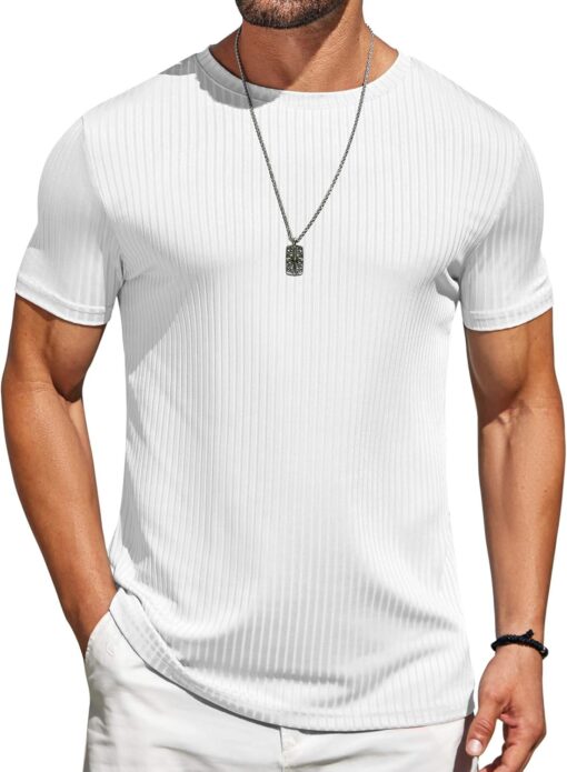 COOFANDY Mens T-Shirts Short Sleeve Plain Tshirts Casual Crew Neck Basic T Shirt Soft Cooling Fitted Stretch Tee Shirts
