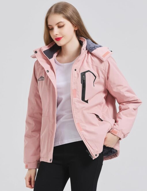 ELLSWOS Womens Winter Coats Waterproof Ski Jacket Warm Snow Jackets Windproof Windbreaker Hooded Raincoat - Image 4