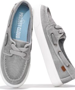 Project Cloud Sneakers for Women - Memory Foam Spring Shoes for Women Footwear - Slip-On Boat Shoes - Non Slip Fashion Sneakers - Lightweight Loafers (Seasalt)
