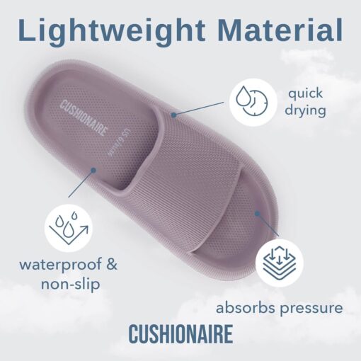 CUSHIONAIRE Feather EVA Slides for Women – Comfortable Slip On Womens Slippers, Indoor Outdoor Shower Shoes, Beach Essential Cloud Slides - Image 4