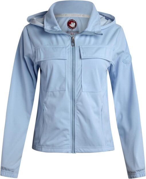 CANADA WEATHER GEAR Women's Softshell Jacket - Full Zip Up Hoodie Coat with Pockets and Adjustable Bungee Cord (Sizes: S-2XL)