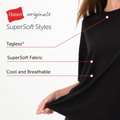 Hanes Women's Originals 2 Piece Lounge, Comfywear Supersoft Boxy T-Shirt & Sleep Shorts Loungewear Set - Image 4