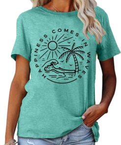 Hawaiian Flower Shirt for Women : Aloha Shirt Hibiscus Flower Graphic Shirt Hawaii Trip Shirt Summer Vacation Tee Top