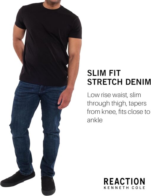Kenneth Cole REACTION Slim Fit Jeans for Men, 2-Way Stretch Jeans Slim Fit 5-Pocket, Stretch Denim Pants for Men - Image 4