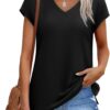 SAMPEEL Womens Summer Tops 2025 Cap Sleeve Trendy V Neck Loose Fit T Shirts
