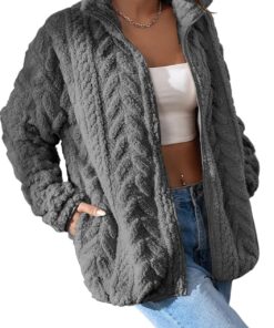 Dokotoo Winter Fleece Jacket for Women Oversized Zipper Up 2025 Stand Collar with Pockets Baggy Coats