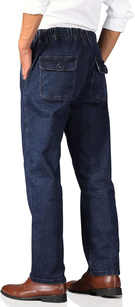 Soojun Mens Casual Loose Fit Elastic Waist Jeans Denim Pants - Image 4