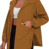 PESION Womens Waterproof Raincoat Lightweight Rain Jacket Trench Coat Hooded Windbreaker With Pockets for Outdoor