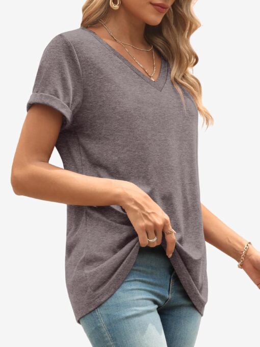 ATHMILE T Shirts Short Sleeve V Neck Tees for Women Fashion Tops Trendy Lightweight Casual Summer Outfits Clothes 2025 Beach - Image 3