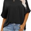 ANRABESS Womens Tops Oversized T Shirts Short Sleeve Crewneck Summer Casual Loose Basic Tee Shirt 2025 Trendy Fashion Clothes
