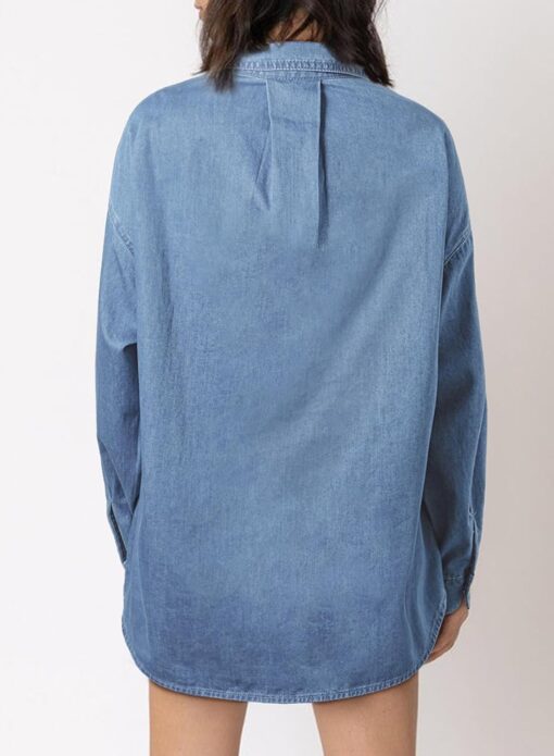 Astylish Women Denim Shirts Button Down Blouse V Neck Casual Tops - Image 3